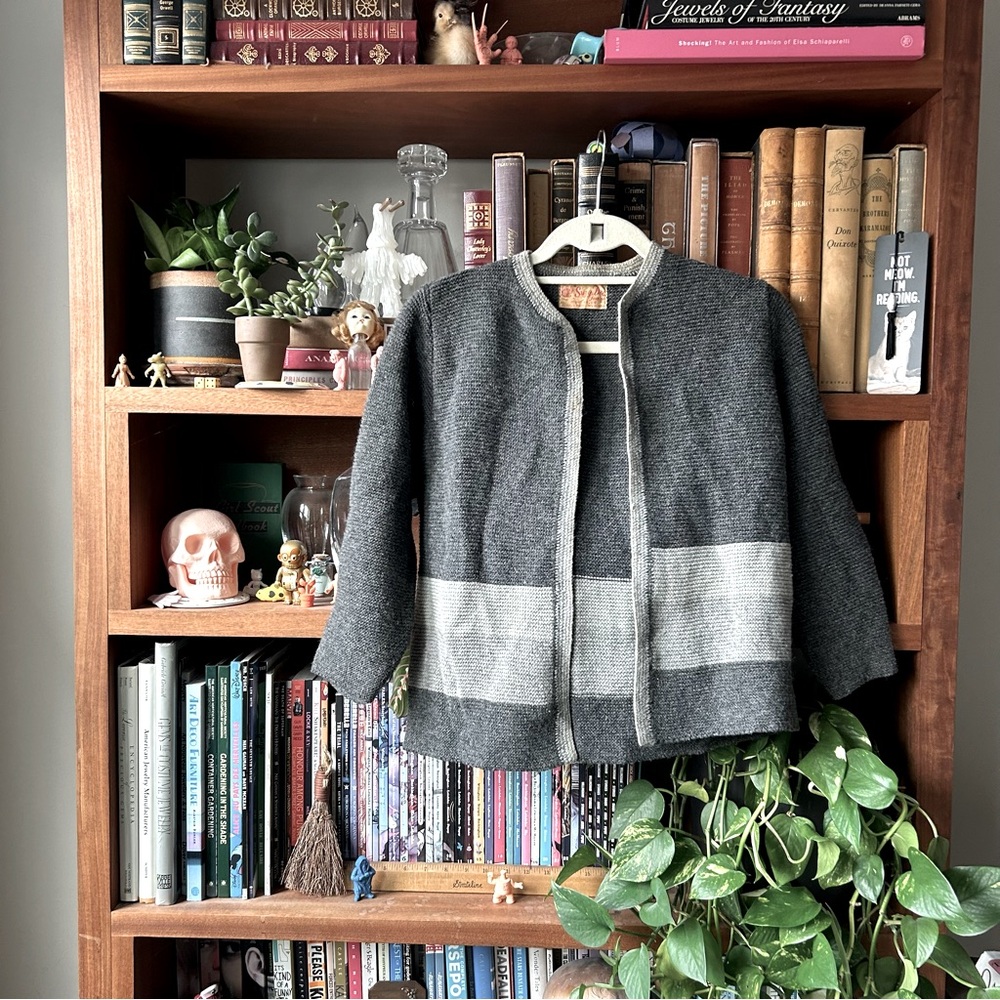 Vintage gray open front sweater cardigan